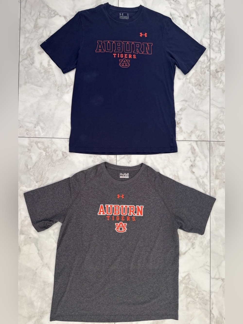 Under Armour Auburn Tigers T Shirt Lot of 2 Mens Loose Cotton Short Sleeve Gym